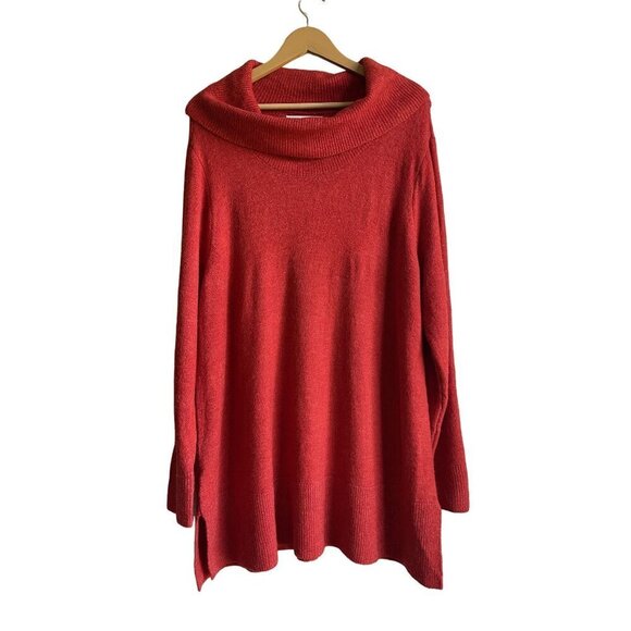 New! LOFT Size 20/22 Orange Ribbed Pullover Cowl Neck Sweater - Picture 1 of 9